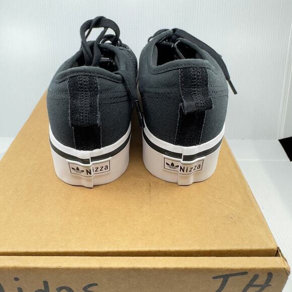 Addidas Womens NIZZA Sneakers Casual Shoes Lace-Up Low Top Black/White 9 EE5615 - Picture 5 of 9